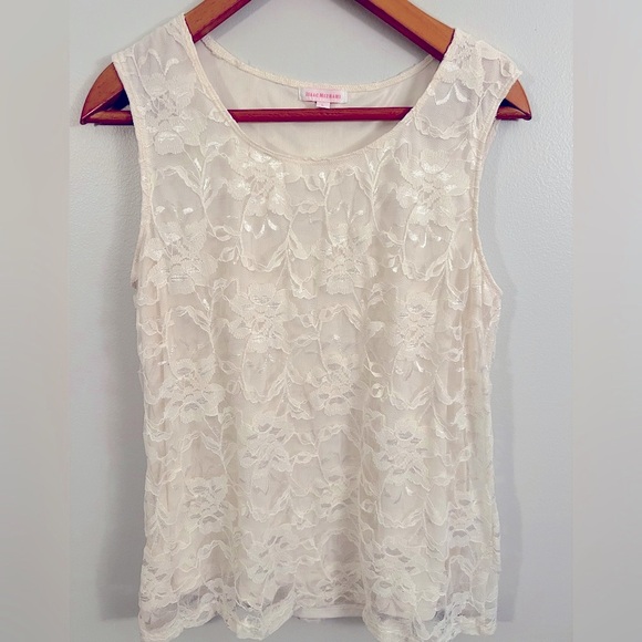 Isaac Mizrahi Tops - Isaac Mizrahi Cream Lace Sleeveless Blouse